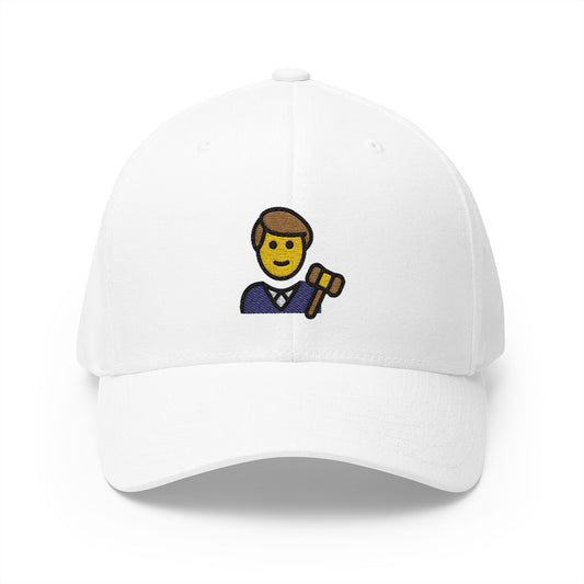 Man Judge Emoji White Cap – Premium by Capmoji