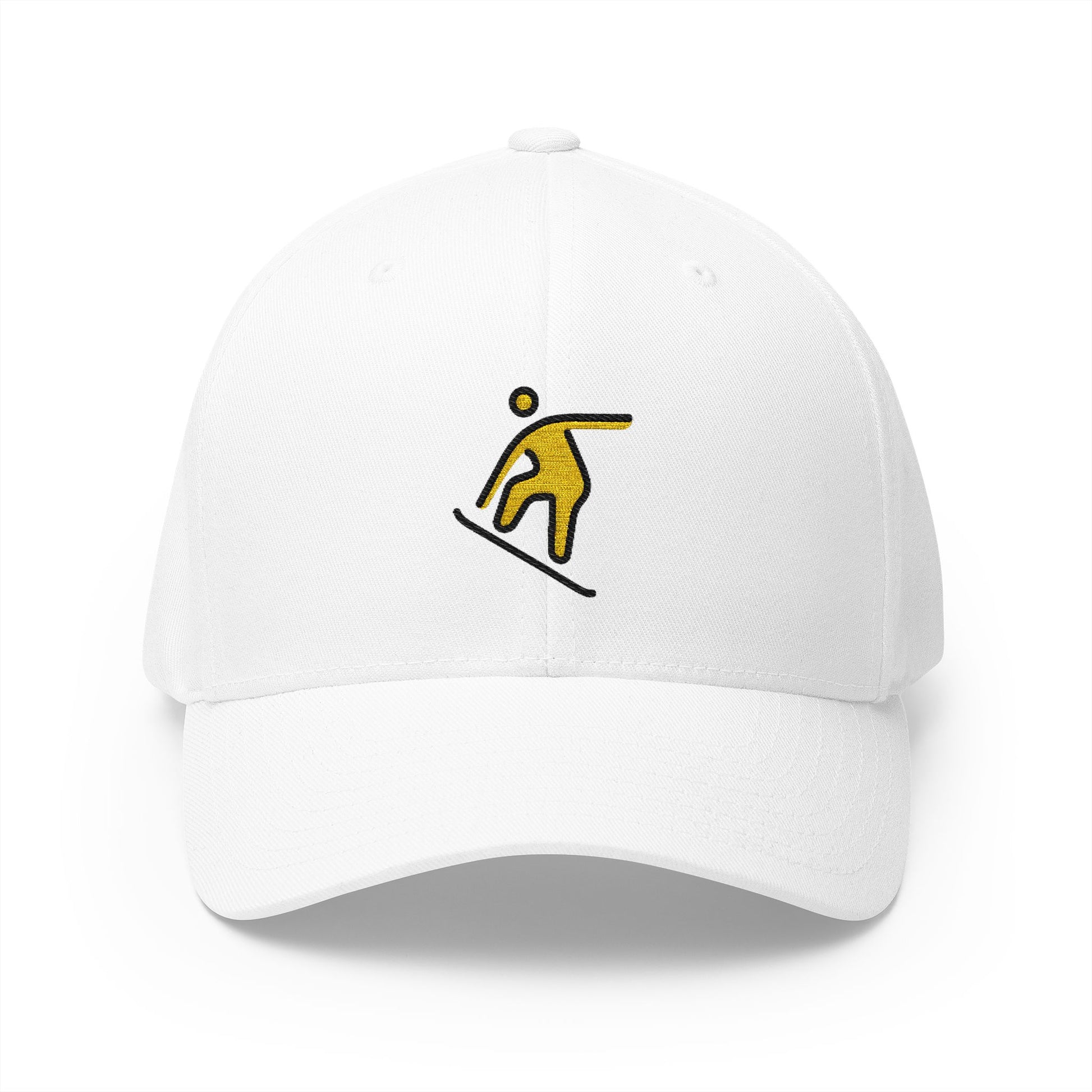 Snowboarder Emoji White Cap – Premium by Capmoji