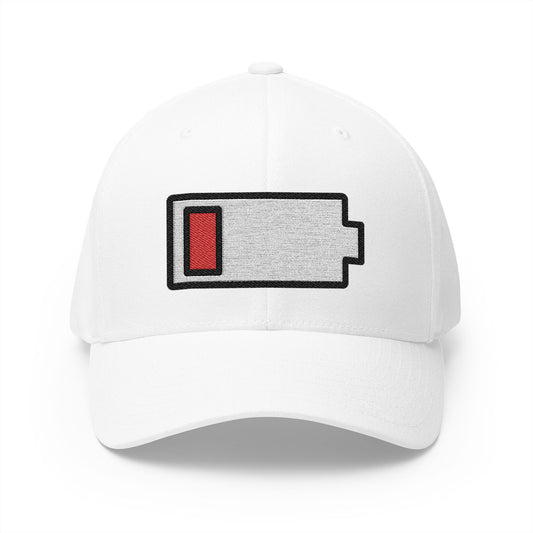Low Battery Emoji White Cap – Premium by Capmoji