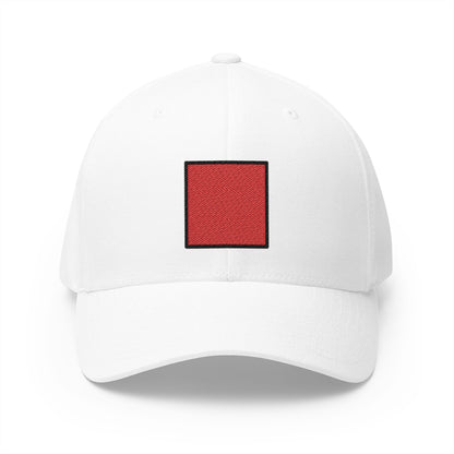 Red Square Emoji White Cap – Premium by Capmoji