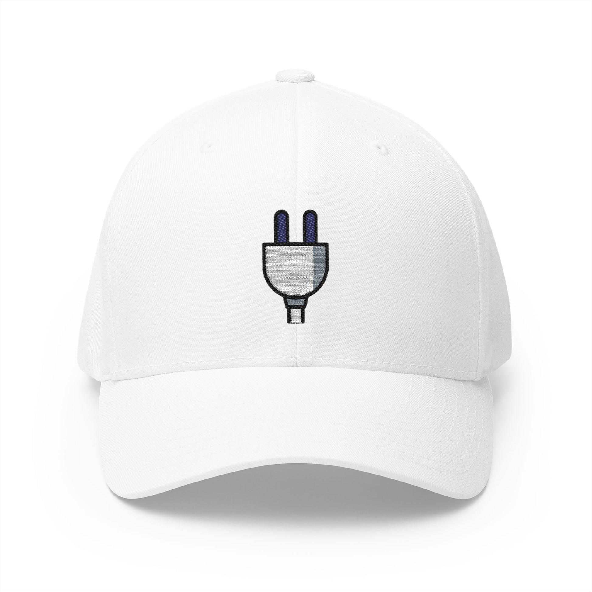 Electric Plug Emoji White Cap – Premium by Capmoji