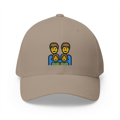 Family: Man, Man, Girl, Girl Emoji Khaki Cap – Premium by Capmoji