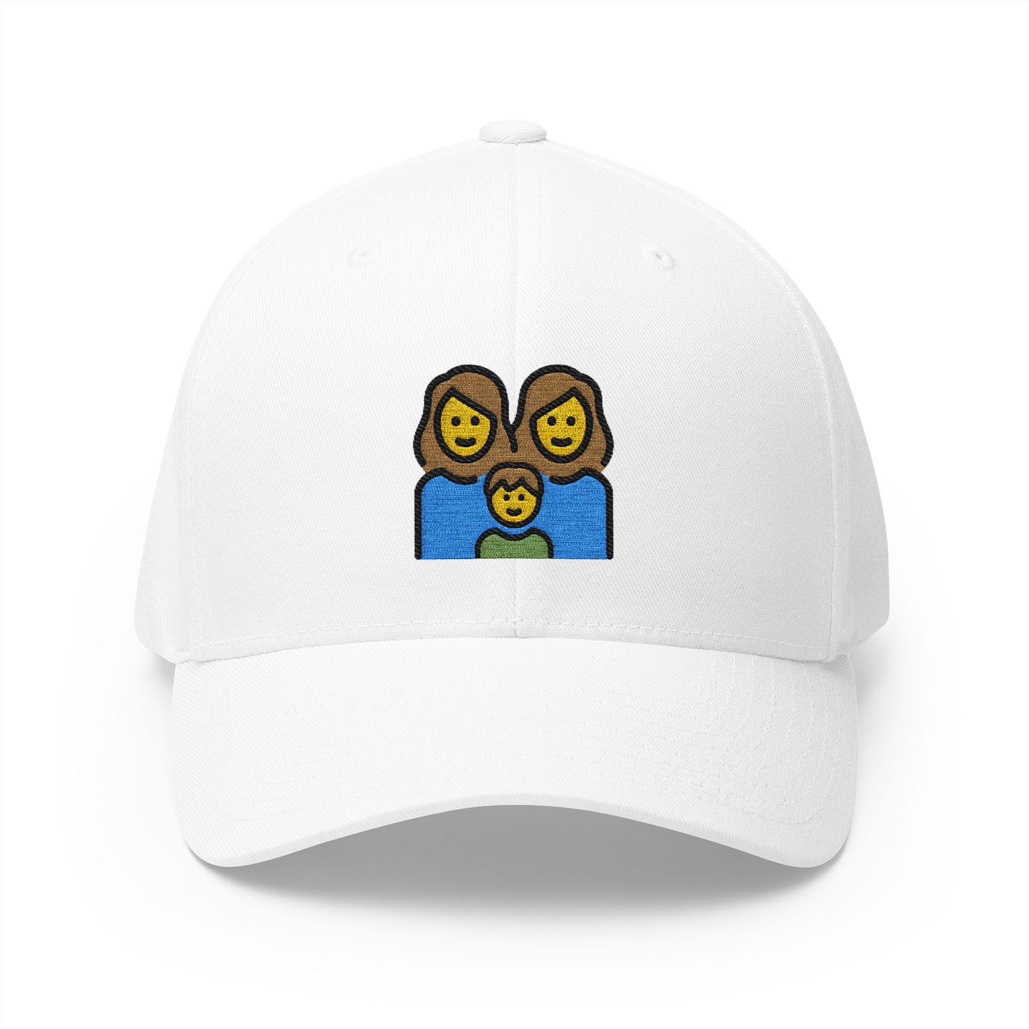 Family: Woman, Woman, Boy Emoji White Cap – Premium by Capmoji