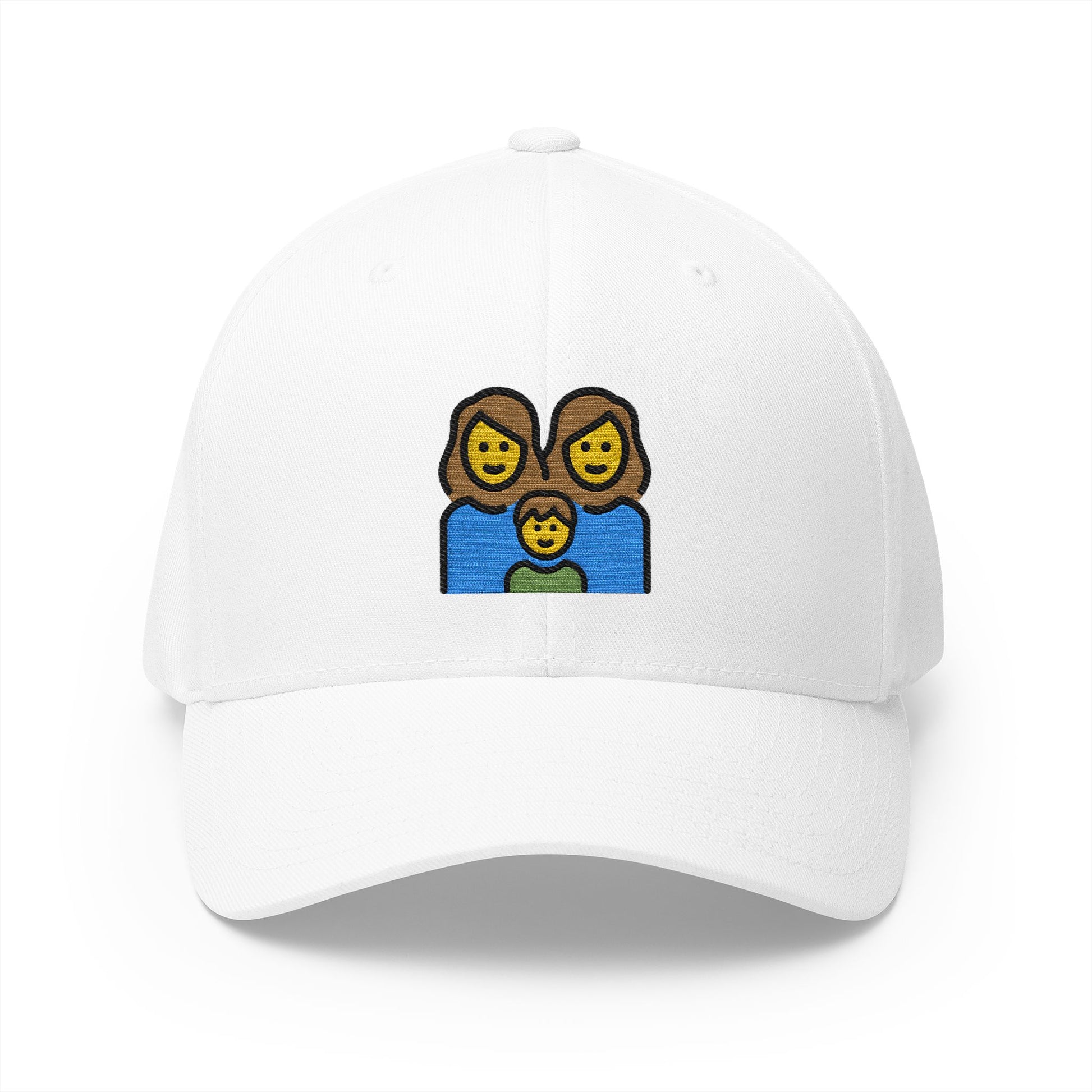 Family: Woman, Woman, Boy Emoji White Cap – Premium by Capmoji