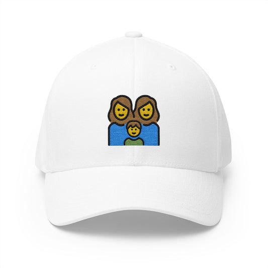 Family: Woman, Woman, Boy Emoji White Cap – Premium by Capmoji