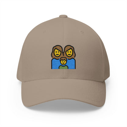 Family: Woman, Woman, Boy Emoji Khaki Cap – Premium by Capmoji