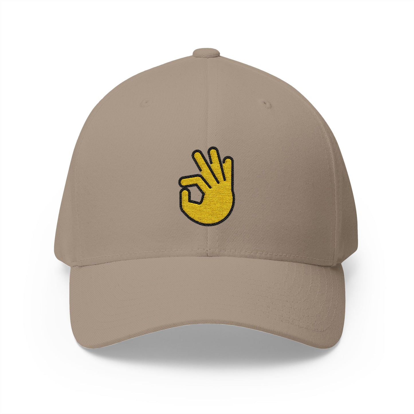 Ok Hand Emoji Khaki Cap – Premium by Capmoji