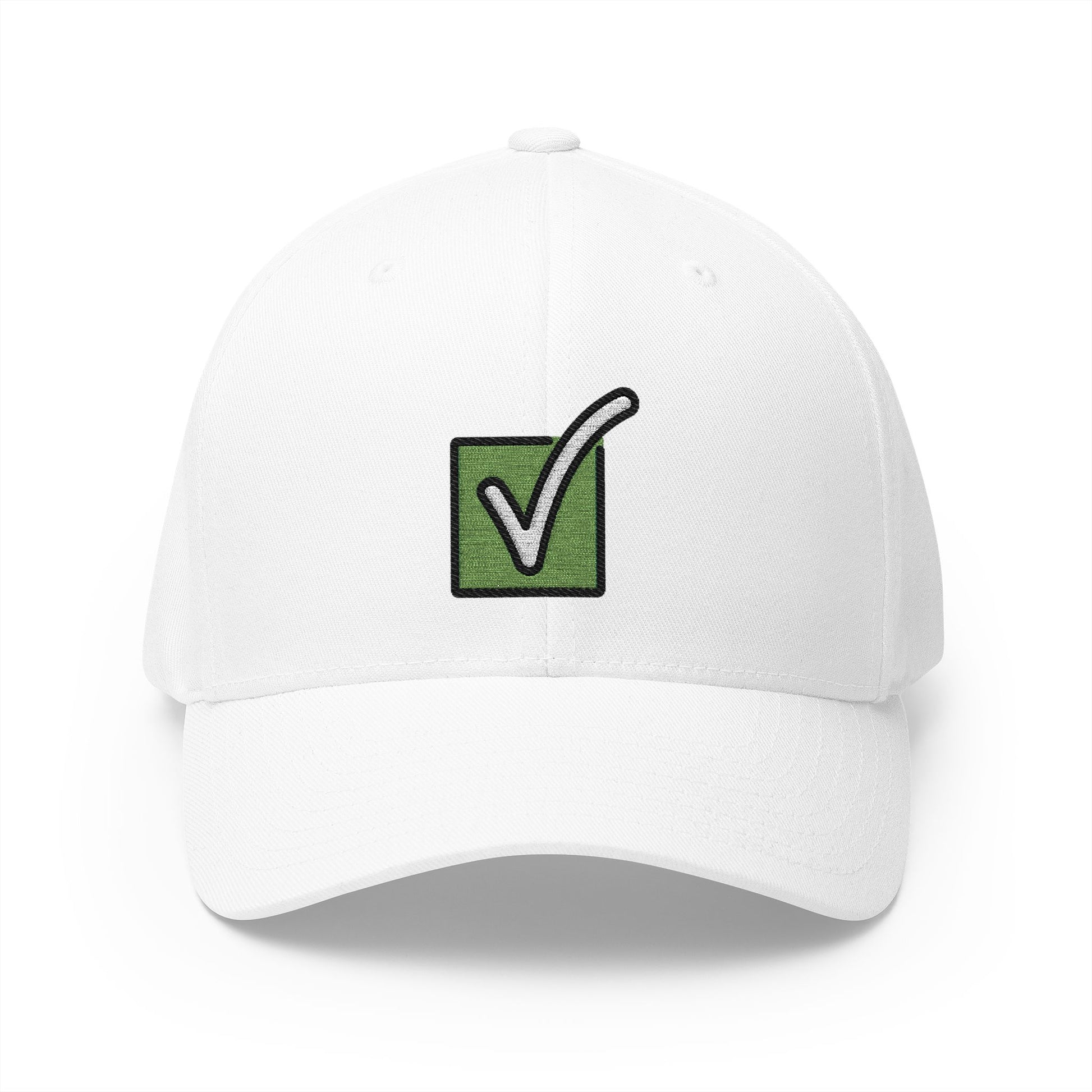 Check Mark Button Emoji White Cap – Premium by Capmoji