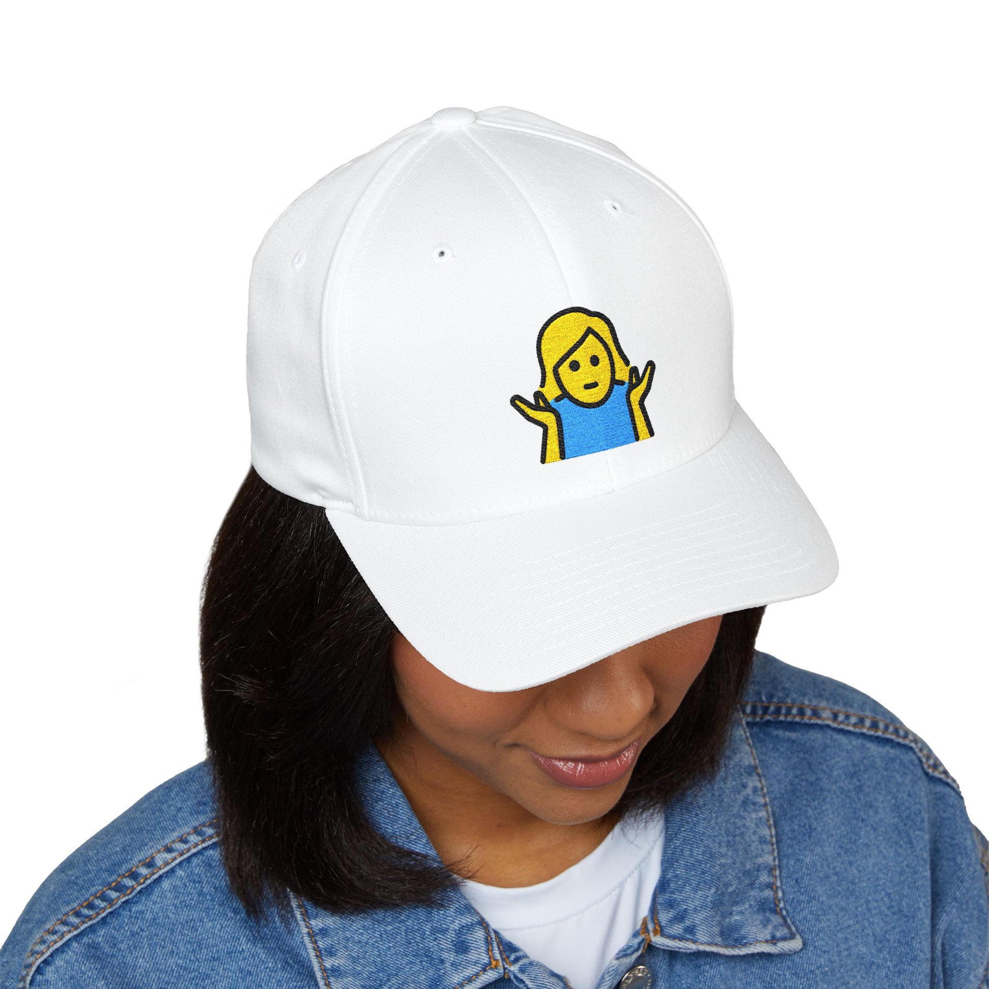 Woman Shrugging Emoji Cap – Premium by Capmoji