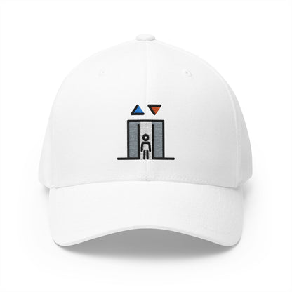 Elevator Emoji White Cap – Premium by Capmoji