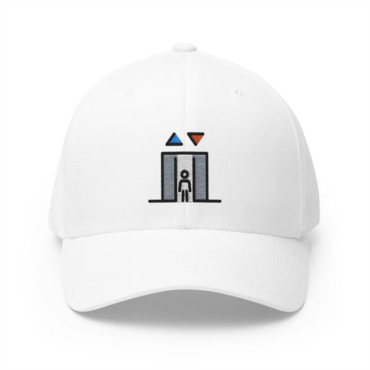 Elevator Emoji White Cap – Premium by Capmoji