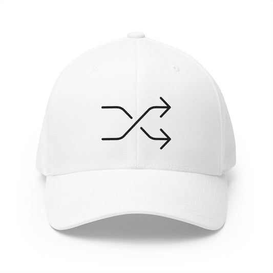 Shuffle Tracks Button Emoji White Cap – Premium by Capmoji