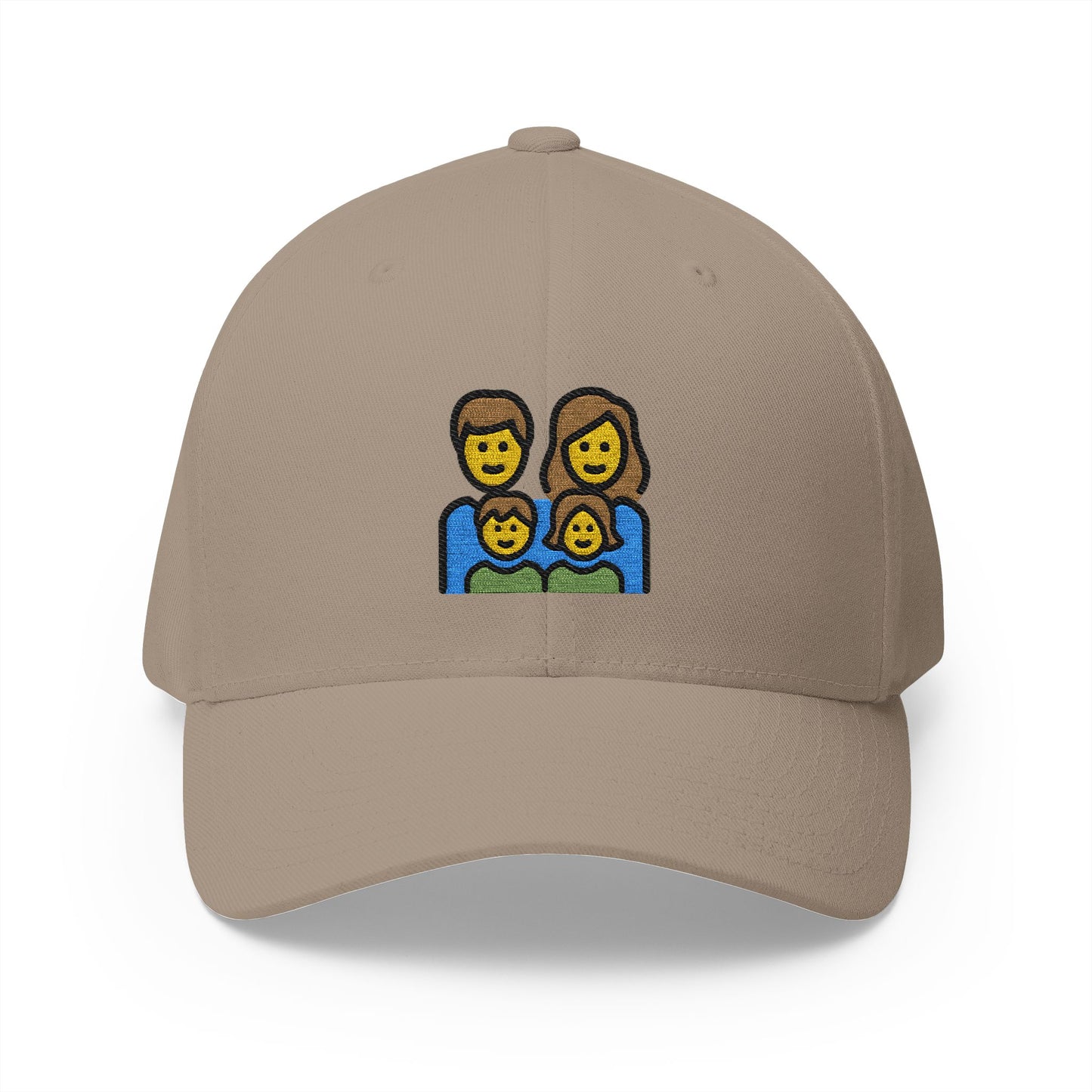 Family: Man, Woman, Girl, Boy Emoji Khaki Cap – Premium by Capmoji