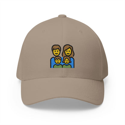 Family: Man, Woman, Girl, Boy Emoji Khaki Cap – Premium by Capmoji