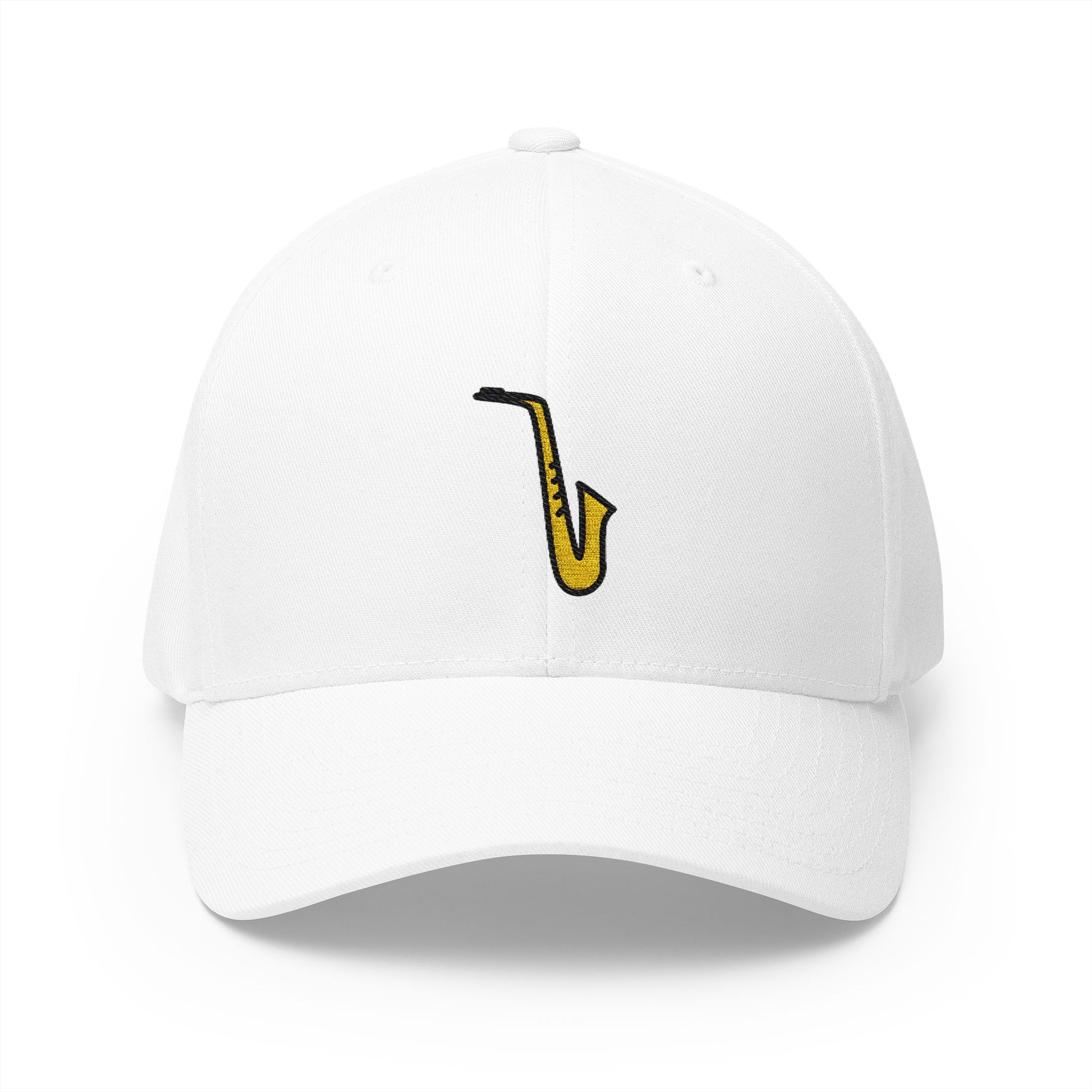 Saxophone Emoji White Cap – Premium by Capmoji