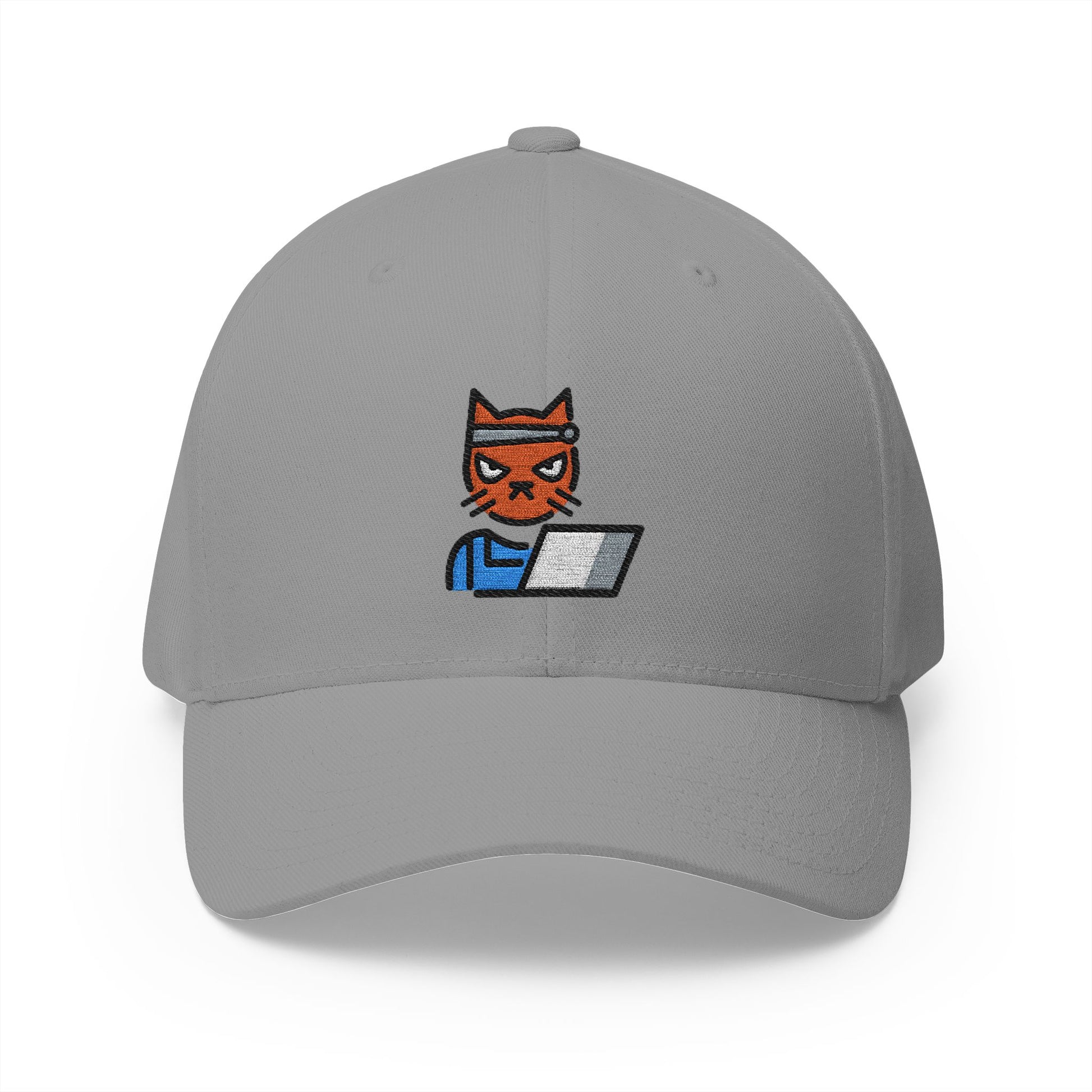 Hacker Cat Emoji Grey Cap – Premium by Capmoji