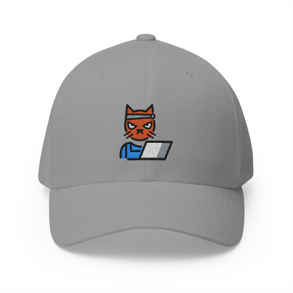 Hacker Cat Emoji Grey Cap – Premium by Capmoji