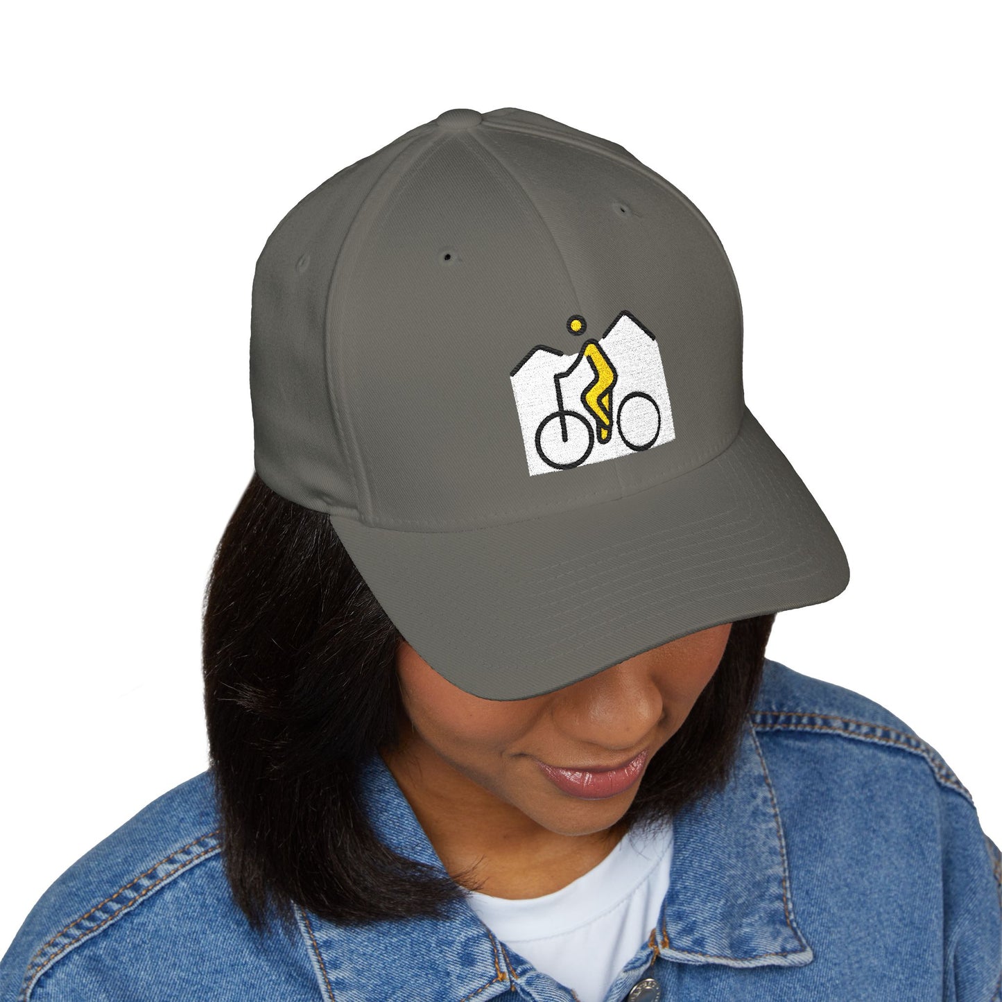 Person Mountain Biking Emoji Cap – Premium by Capmoji