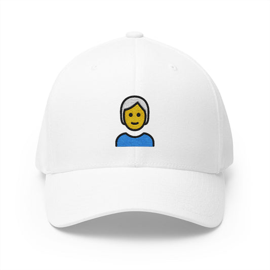 Person: White Hair Emoji White Cap – Premium by Capmoji