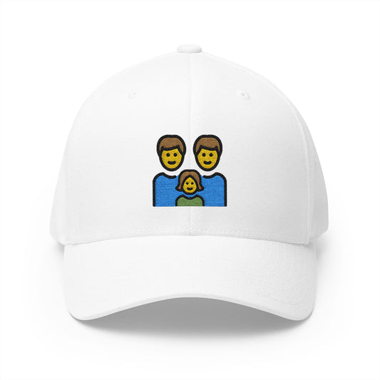 Family: Man, Man, Girl Emoji White Cap – Premium by Capmoji