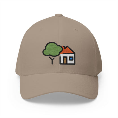 House With Garden Emoji Khaki Cap – Premium by Capmoji