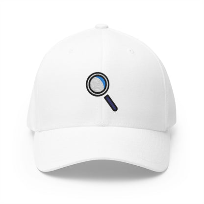 Magnifying Glass Tilted Left Emoji White Cap – Premium by Capmoji