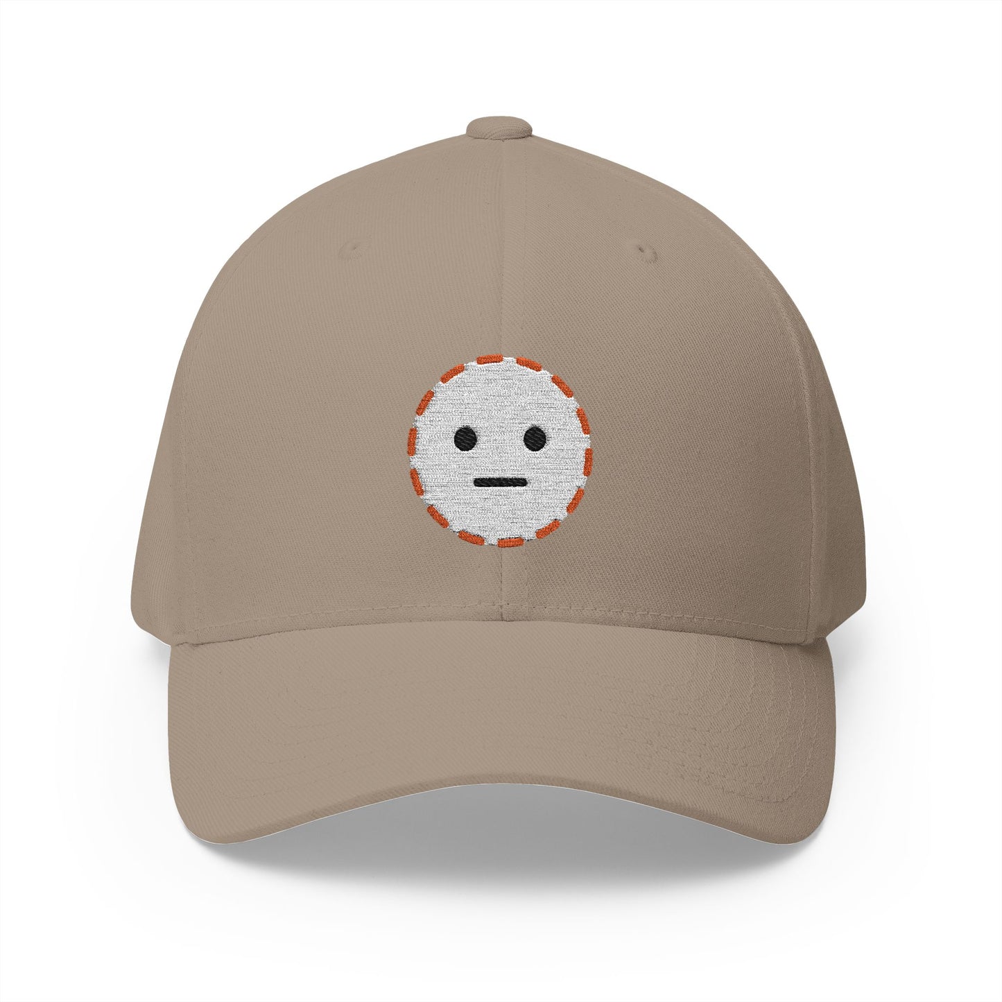 Dotted Line Face Emoji Khaki Cap – Premium by Capmoji