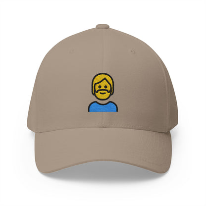 Person: Beard Emoji Khaki Cap – Premium by Capmoji