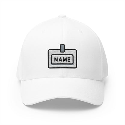 European Name Badge Emoji White Cap – Premium by Capmoji