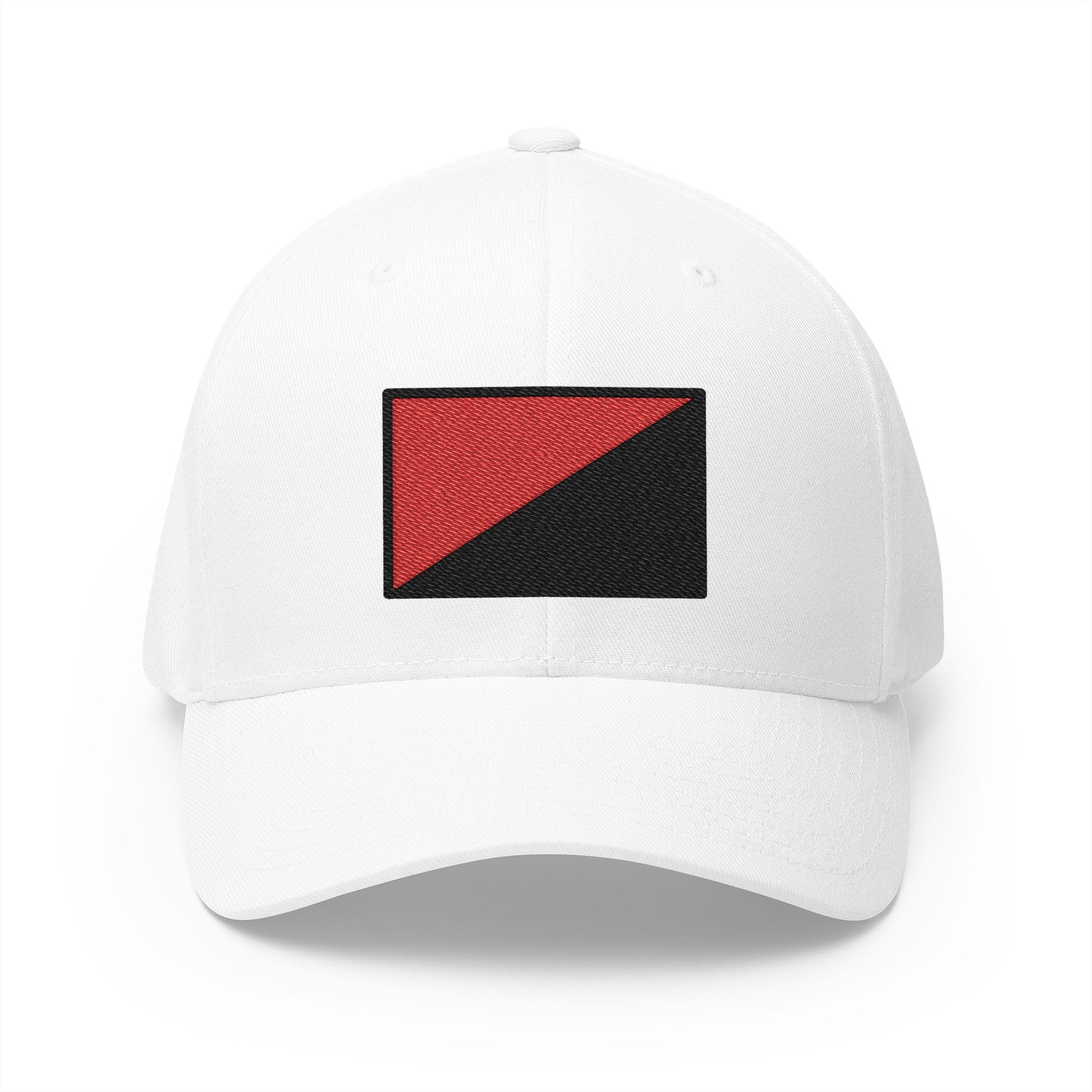Red And Black Flag Emoji White Cap – Premium by Capmoji