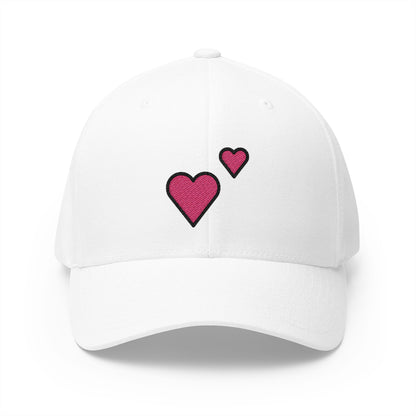 Two Hearts Emoji White Cap – Premium by Capmoji