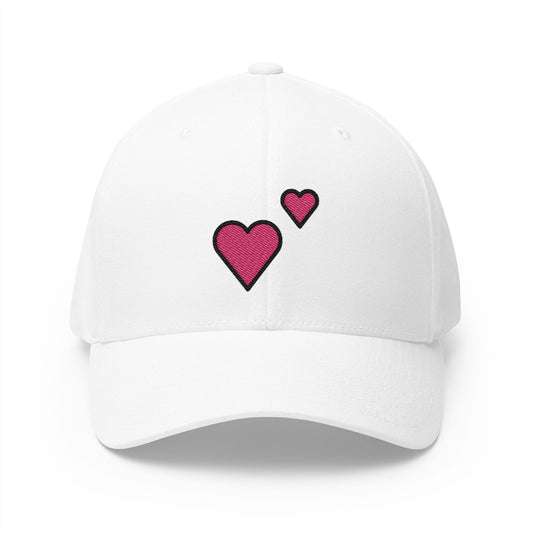 Two Hearts Emoji White Cap – Premium by Capmoji