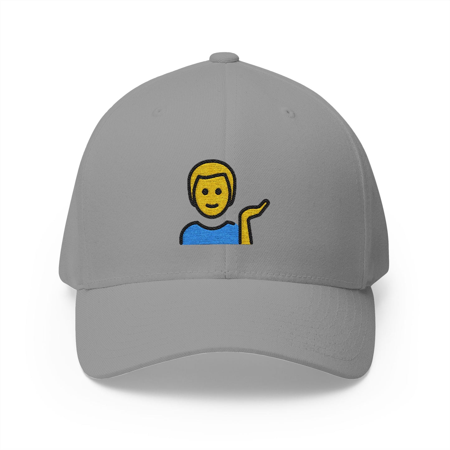 Man Tipping Hand Emoji Grey Cap – Premium by Capmoji
