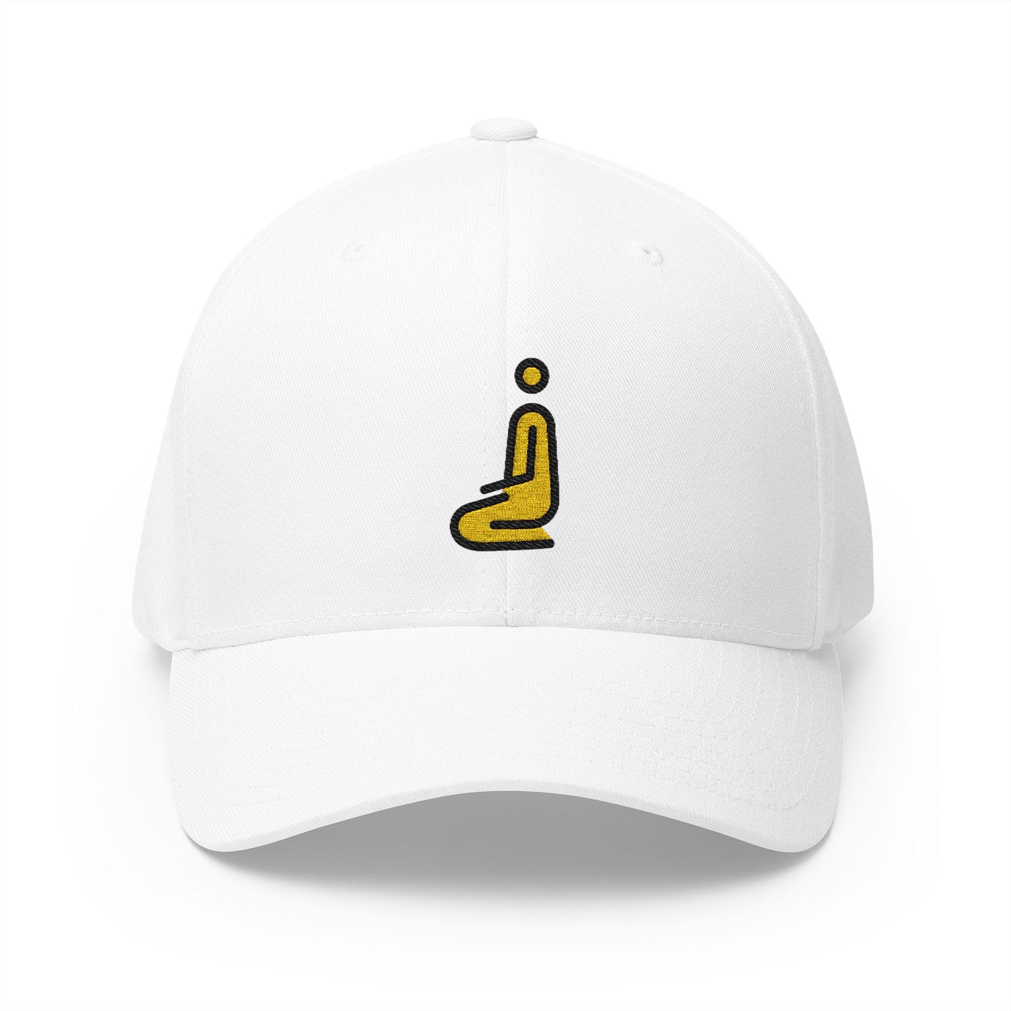 Person Kneeling Emoji White Cap – Premium by Capmoji