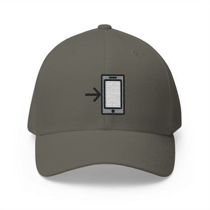 Mobile Phone With Arrow Emoji Olive Cap – Premium by Capmoji