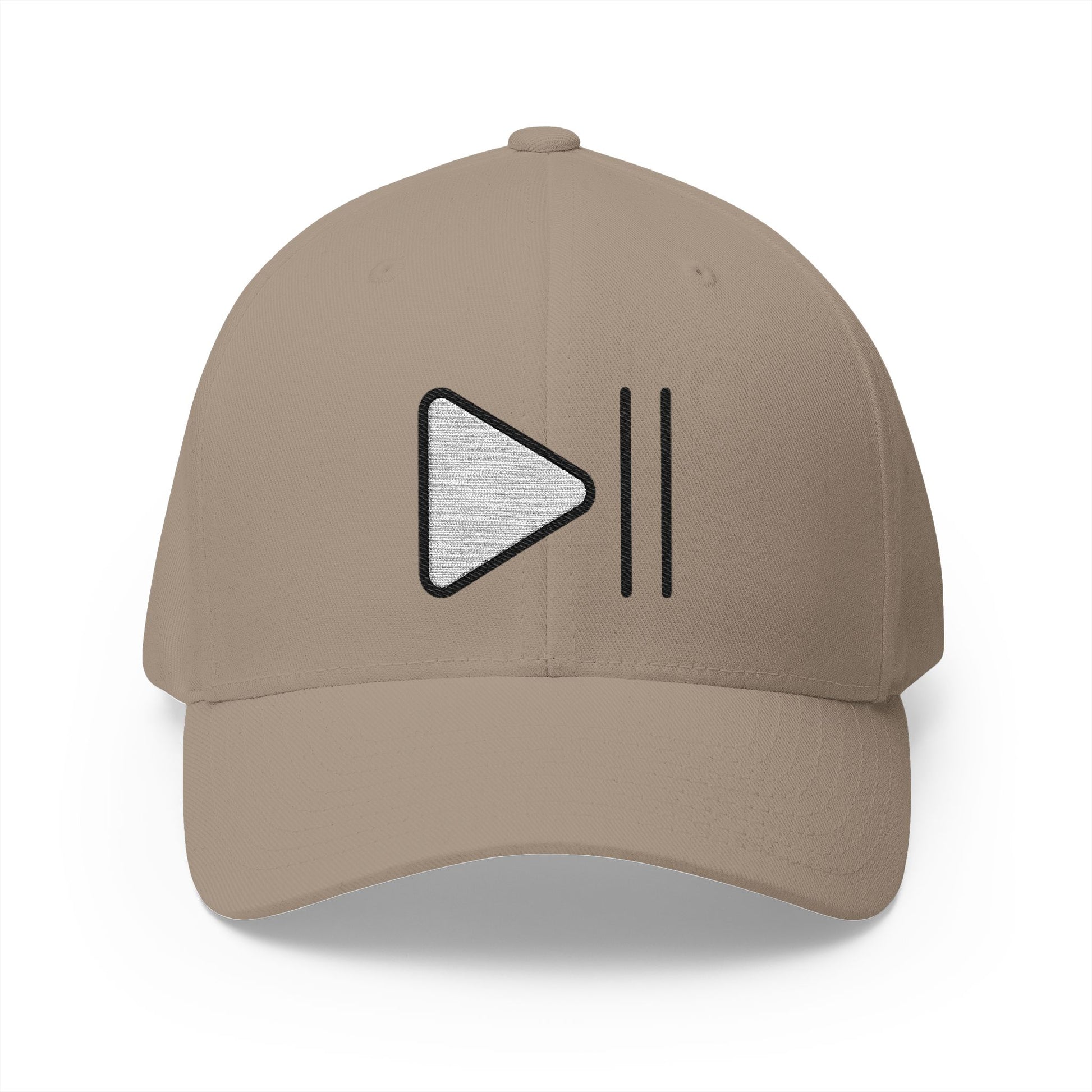 Play Or Pause Button Emoji Khaki Cap – Premium by Capmoji