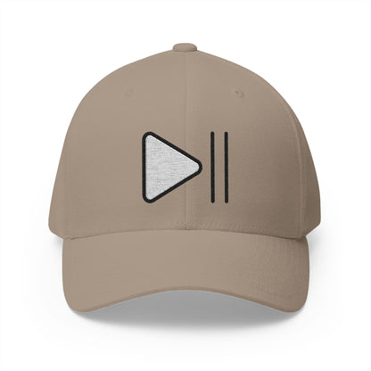 Play Or Pause Button Emoji Khaki Cap – Premium by Capmoji