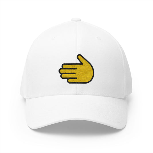 Leftwards Hand Emoji White Cap – Premium by Capmoji