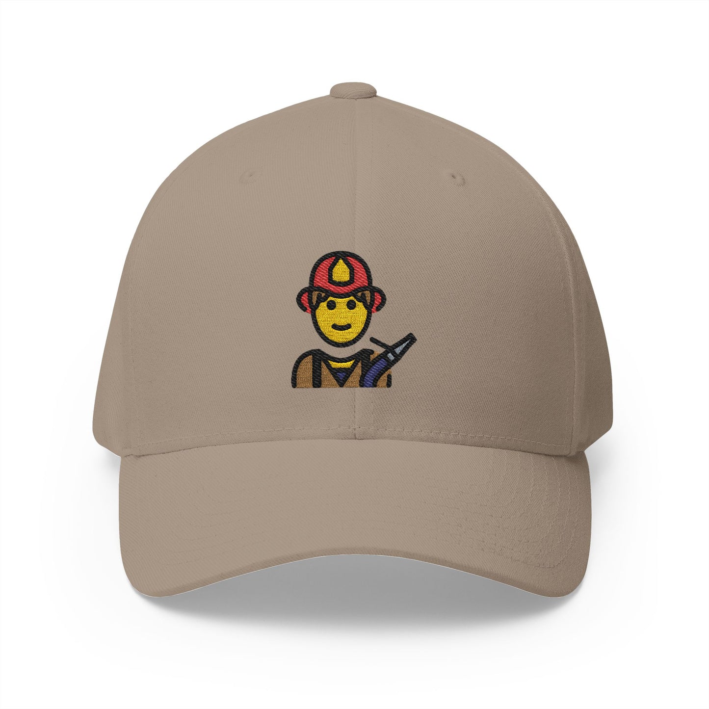 Man Firefighter Emoji Khaki Cap – Premium by Capmoji
