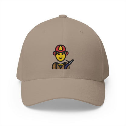 Man Firefighter Emoji Khaki Cap – Premium by Capmoji