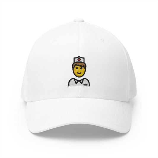 Male Nurse Emoji White Cap – Premium by Capmoji