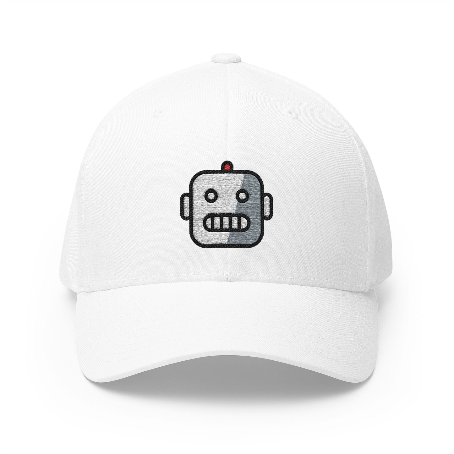 Robot Emoji White Cap – Premium by Capmoji