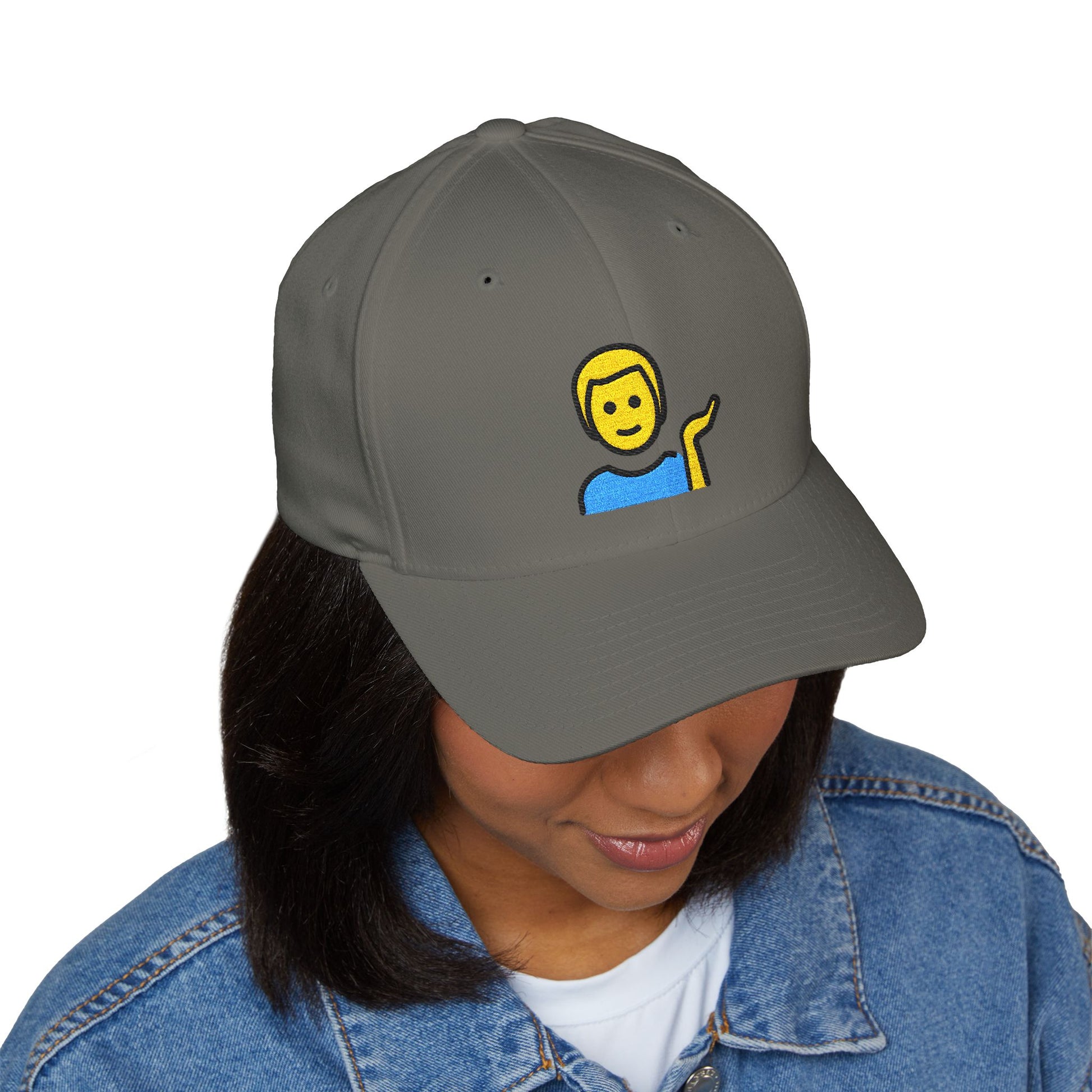 Man Tipping Hand Emoji Cap – Premium by Capmoji