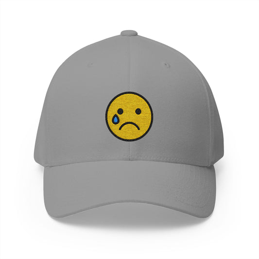 Crying Face Emoji Grey Cap – Premium by Capmoji