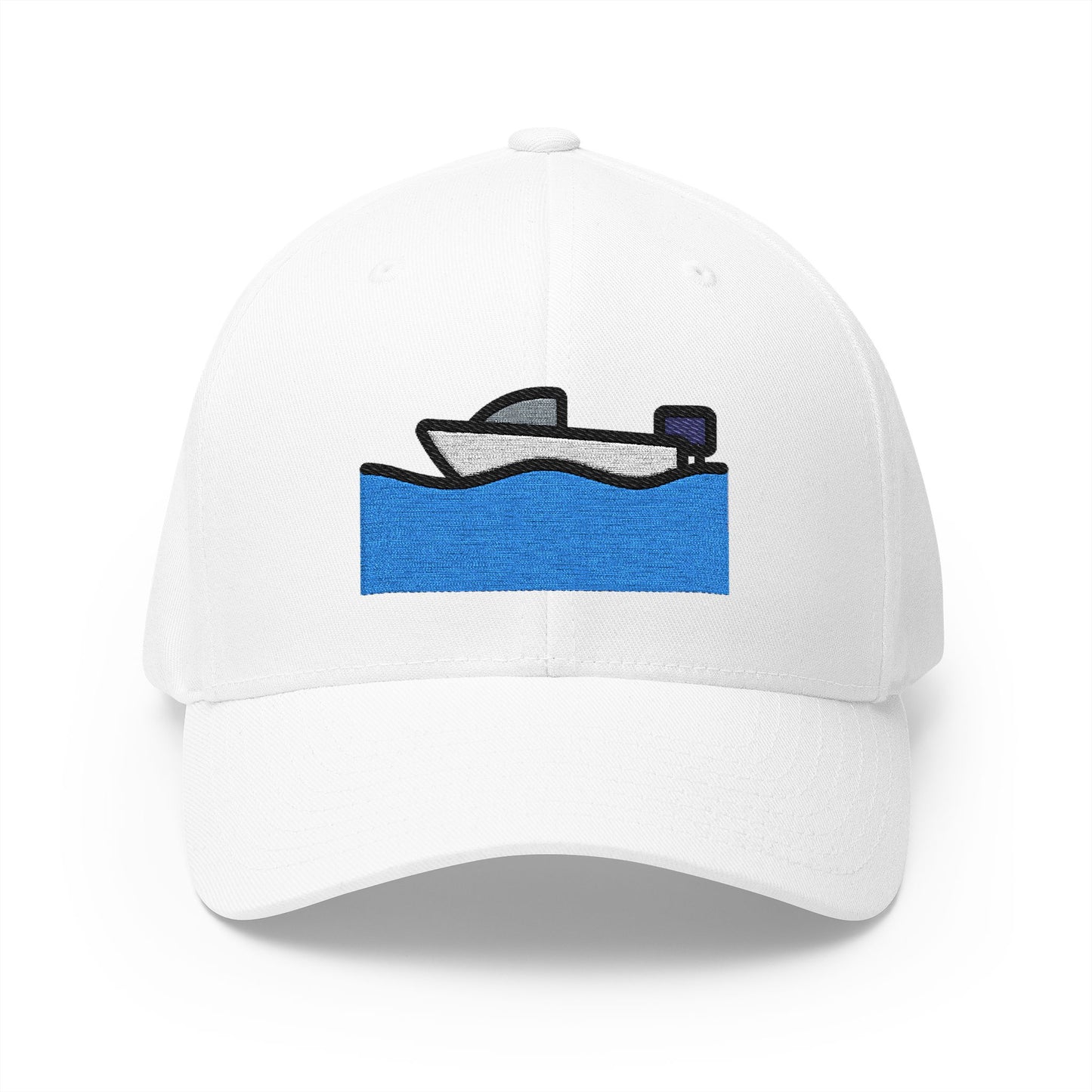 Motor Boat Emoji White Cap – Premium by Capmoji