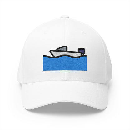 Motor Boat Emoji White Cap – Premium by Capmoji