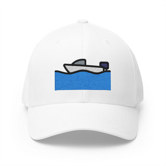 Motor Boat Emoji White Cap – Premium by Capmoji