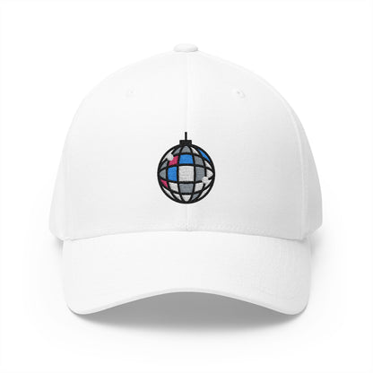 Mirror Ball Emoji White Cap – Premium by Capmoji