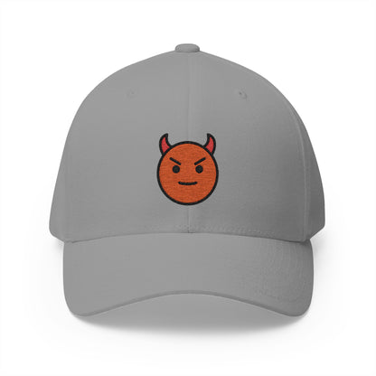 Smiling Face With Horns Emoji Grey Cap – Premium by Capmoji