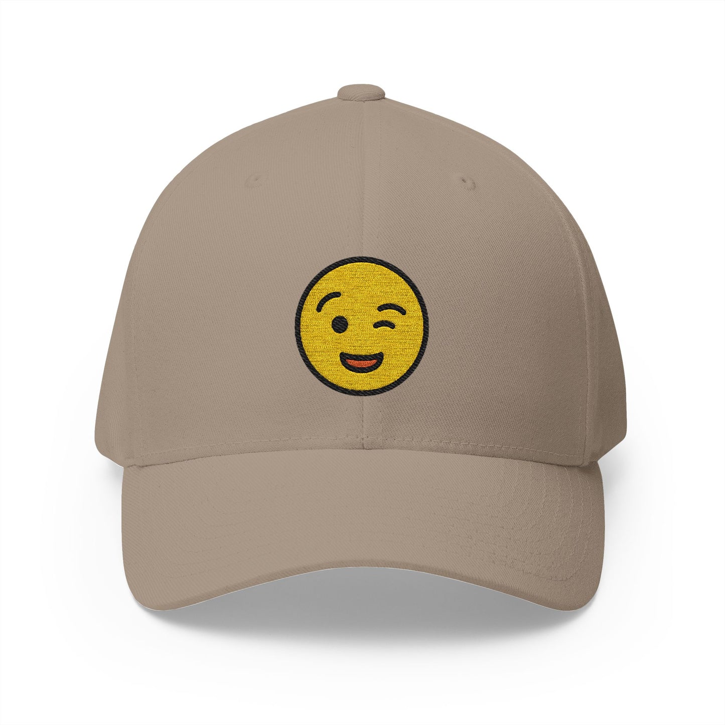 Winking Face Emoji Khaki Cap – Premium by Capmoji